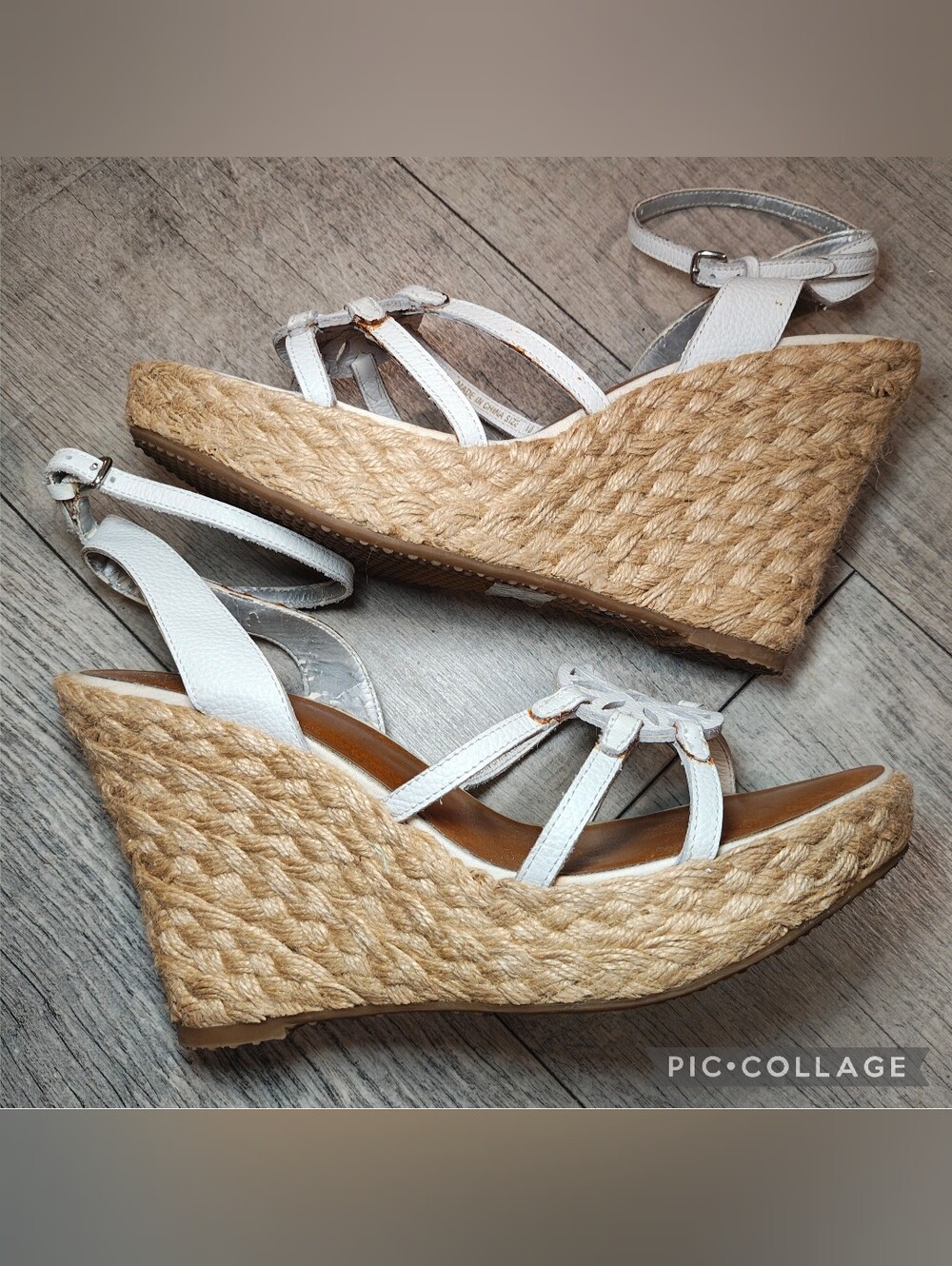 🥥🌴Vintage American Eagle Outfitters White Strappy Espadrille Wedges🌴🥥
